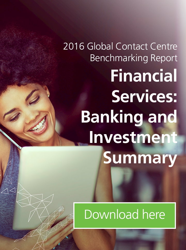 2016 Dimension Data Global Contact Centre Benchmarking Report: Financial Services - Banking / Investment